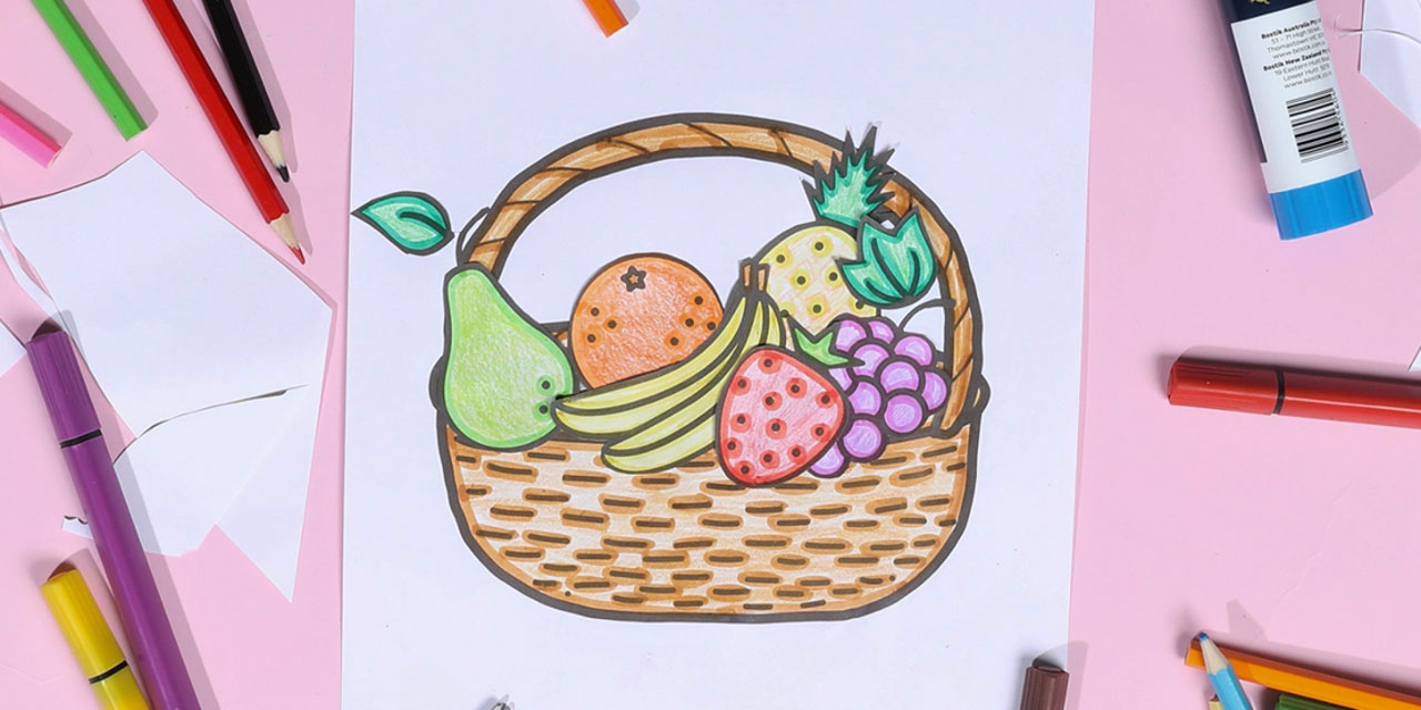 Color Fruits Basket | Coloring for Kids | Learn Fruits for Kids - YouTube | Fruit  basket drawing, Fruits drawing, Basket drawing