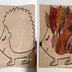 UK ideas inspiration hedgehog leaf craft step teaser