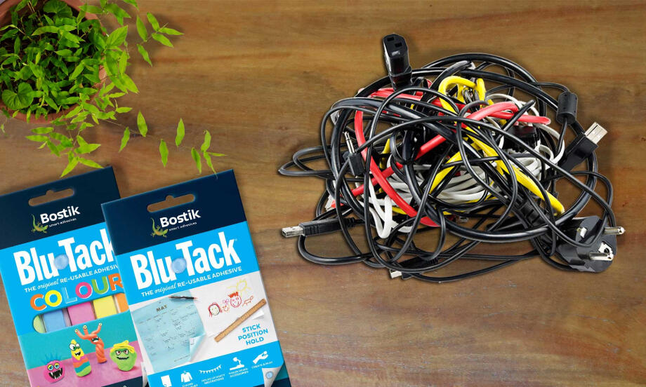 Bostik DIY Hong Kong Mandarin Chinese tutorial how to organize your power cords with blu tack teaser