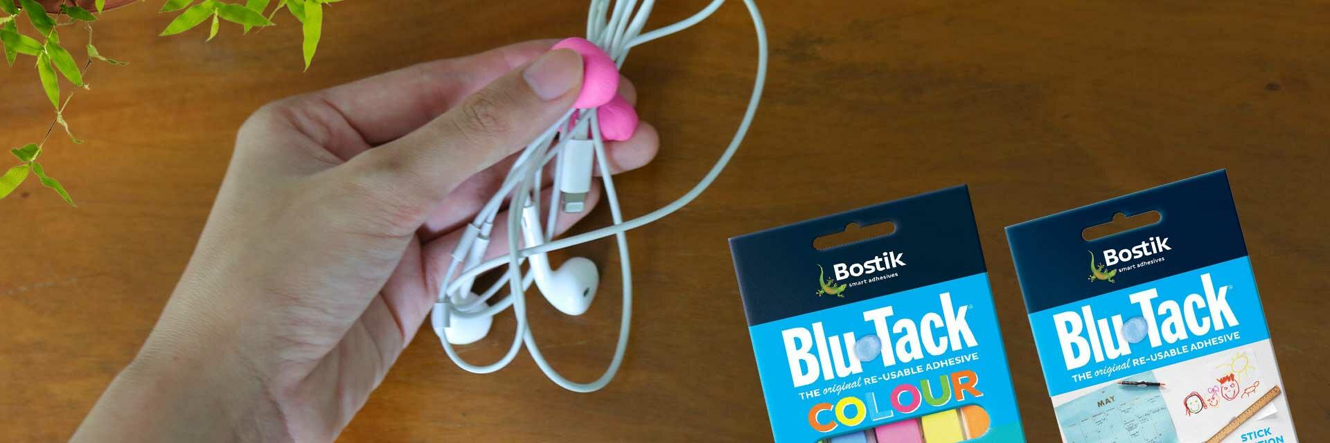 Bostik DIY Hong Kong Mandarin Chinese tutorial quick and easy way to organize your earphones with blu tack colour banner
