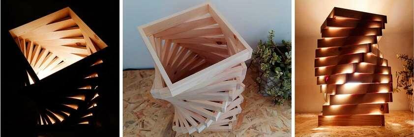 Bostik Power Repair, Blu Tack, ηλεκτρικό καλώδιο και ντουί δίπλα σε ξύλινες λωρίδες και σφουγγάρι, τα απαραίτητα για το DIY φωτιστικό.