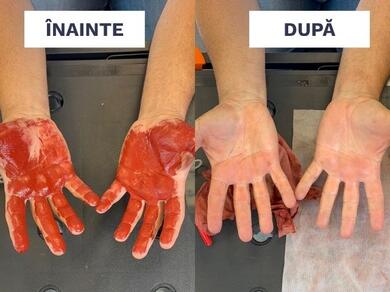 Bostik Powerful Cleaning Wipes application graphic showing recommended uses on tools, wheels, engines, vehicle interiors, vinyl surfaces, painted surfaces, equipment, and workbenches. The image emphasizes instant, water-free cleaning for household and professional applications.