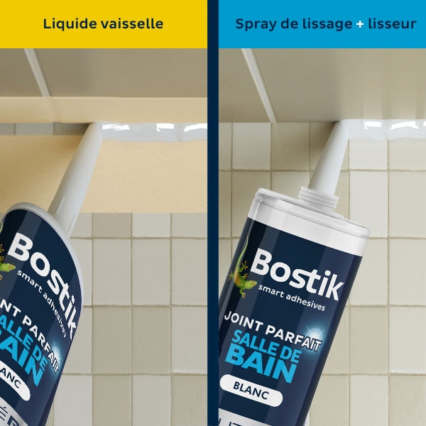 Bostik DIY France tutorial smoothing spray vs dishwashing soap step 2