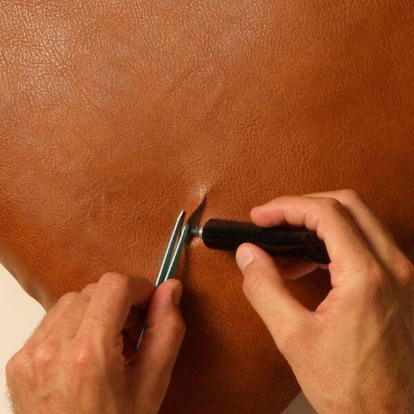 Greece Leather repair clear glue application 2