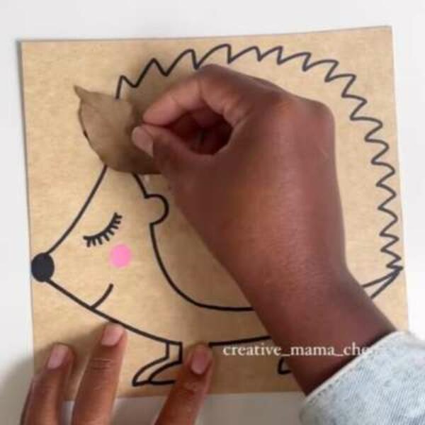 UK ideas inspiration hedgehog leaf craft step 3