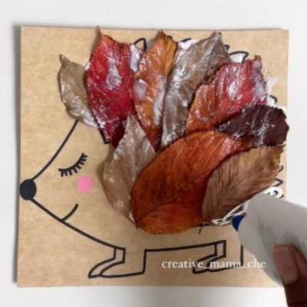 UK ideas inspiration hedgehog leaf craft step 4