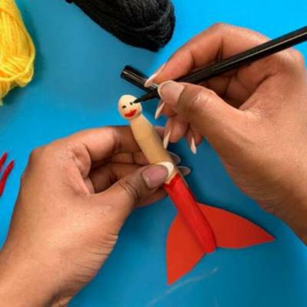 UK ideas mermaid clothes peg craft step 5