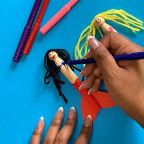 UK ideas mermaid clothes peg craft step 8