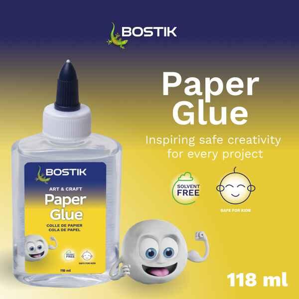 Bostik South Africa Art & Craft Paper Glue with solvent-free formula, safe for children, designed for school, home, and craft applications.