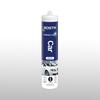 Bostik Perfect Seal Car Silicone Sealant in a 280ml cartridge, suitable for sealing and bonding automotive parts. The packaging showcases a white car with a clear label indicating black silicone, designed for permanent flexibility, high heat resistance up to 220°C, and exterior automotive use.