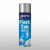 Front view of Bostik Fast Tak permanent spray glue in its blue and silver aerosol can.