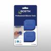 Bostik Professional Silicone Tool 2-pack in retail blister packaging, featuring two blue tools and an image demonstrating smoothing of silicone joints on a tiled surface.
