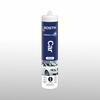 Bostik Perfect Seal Car Silicone Sealant in a 280ml cartridge, suitable for sealing and bonding automotive parts. The packaging showcases a white car with a clear label indicating black silicone, designed for permanent flexibility, high heat resistance up to 220°C, and exterior automotive use.