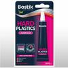 Packaging of Bostik Hard Plastics Clear Glue, 20ml, highlighting its long-lasting bond for rigid plastics and household repairs.