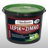 Czarny pojemnik Den Braven DenBit L z zieloną pokrywą; asfaltowy lepik na zimno do klejenia papy i hydroizolacji fundamentów, z wyraźną etykietą produktu.