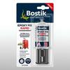 Opakowanie Bostik Epoxy Fix Rapid Transparent z podwójną strzykawką A/B, szybkim klejem epoksydowym zapewniającym niewidoczną spoinę i uniwersalne naprawy.