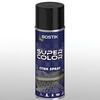 Aerozol Bostik Super Color Cynk Spray w granatowej puszce z grafiką metalowych krat; szybkoschnący spray cynkowy do ochrony i renowacji elementów stalowych.