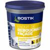 Enduit de rebouchage façade Bostik 1,5 kg, présenté dans un seau bleu et jaune, conçu pour réparer trous et fissures extérieurs avec haute résistance.