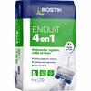 Sac 15 kg Bostik Enduit 4‑en‑1, poudre rebouchante et lissante haute résistance, idéale pour rattraper les irrégularités et préparer les murs avant finition.