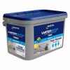 Seau Bostik Waterstop gris 14 kg avec visuel d’application sur mur humide, mettant en avant la membrane élastique universelle pour travaux d’étanchéité.