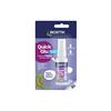 Bostik Quick Glu 20ml in retail packaging, showing the purple spray glue bottle with branding and product benefits highlighted on a purple background.