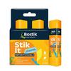Bostik Stik It repositionable glue stick (25 g × 2) in triangular sticks packaged in a navy and orange box—designed to turn paper into sticky notes, with a shape suited for getting into corners.